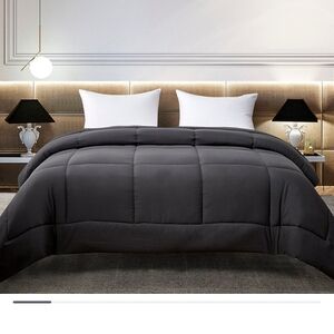 Reversible Down Alternative Microfiber Comforter - King, Black And Gray